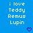 Blue background with white pixelated text reading 'i love Teddy Remus Lupin' and two blue heart icons at the bottom.
