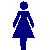 Blue pixelated female figure icon with arms outstretched next to blue U-shaped magnet icon with gray ends, both on white background with text below.