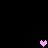 Three pixelated heart shapes in pink and purple hues appear against a black background.
