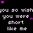 Pixelated text repeats 'you so wish you were short like me' across multiple with scattered pink stars on a black background