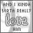 Animated contact sheet of 15 AIM buddy icons showing sequential color changes in the word "love" with static text above and below, all on a gray transparent background.