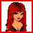 Animated contact sheet of a red-haired cartoon character with red outfit, yellow and red heart symbols, and "RED RED" text in pixel art style.