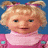 Pixelated image of a child with blonde pigtails in pink bows, wearing a pink top against blue background, next to cyan text reading "I LOVE YOU MORE THAN Bunnies".