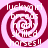 A static image with a pink and maroon spiral background and white text reading "luckygirl breeds highly skilled horses!!" arranged in a spiral pattern.