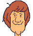 Pixelated cartoon head with brown hair shown in multiple angles and expressions against a gray background.