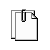 Pixelated icon of overlapping white papers with black and gray borders, one sheet folded at top-right corner, on solid gray background.