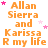 Orange text reading "Allan Sierra and Karissa R my life" repeated in a pattern with pink stars scattered across a white background