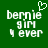 Green background with white pixelated text 'bernie', 'gim', '4 ever' and a heart symbol above 'bernie' in the first frame, with the heart symbol absent in the second frame.