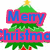 Pixelated holiday-themed icon with a green Christmas tree and Santa Claus figure, featuring text overlays.