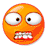 Two orange cartoon faces with wide eyes and open mouths showing teeth, one with a neutral expression and the other with a screaming expression.