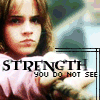 A static image of a person with long brown hair wearing a pink top, overlaid with text reading STRENGTH YOU DO NOT SEE against a blurred background.