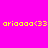 Four quadrant with alternating pink and blue backgrounds, each containing yellow pixelated text 'ari0000<33' in the center