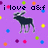 Pixelated purple background with colorful squares, a black and gray animal figure, and text reading 'i love' followed by symbols.