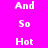 Pixelated text 'And So Hot' displayed on a split background with bright pink and purple sections, transitioning between two color schemes.