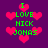 Pixelated green text "I LOVE NICK JONAS" surrounded by pink hearts on a purple background, with two identical repeated sections.