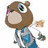 Pixelated cartoon character with brown hair, large eyes, and a blue outfit holding a small object.
