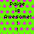 Green background with pink star pattern and repeated text 'Paige is Awesome!' in black pixelated font.