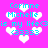 Pixelated cyan text on bright pink background with white heart shapes, repeating 'Corinne Michelle is my life<3<33333' in two