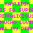 Pixelated text repeats 'KAYLEIGH' and 'IS SO SUPER' on a green and yellow checkered background with diamond shapes.