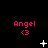 Pixelated pink text "Angel" with a heart symbol below, surrounded by white star-like shapes on a black background, with animated star variations across frames.