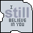 12 identical light gray icons with rounded corners, each displaying the text "I still BELIEVE IN YOU" in varying shades of purple and dark gray