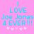 Pixelated cyan text on pink background reads 'I LOVE Joe Jonas 4 EVER!!!' with five white asterisks below, repeated twice side-by-side.