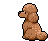 A 3x3 grid of pixel art frames showing a brown poodle dog in various poses with bone props and heart symbols, displayed on a gray background.
