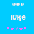 Pixelated blue background with white hearts at top, white text in middle, and pink/purple symbols at bottom; animation changes symbol colors.