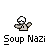 Pixelated character with skeletal face and brown jacket holds hands up, paired with text bubbles reading "You Want Bread?", "3 Dolla!!", or "NO SOUP FOR YOU!!" above repeated "Soup Nazi" labels.