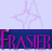 A 48x48 pixel animated contact sheet showing two frames of a Frasier-themed buddy icon with text and abstract shapes on separate backgrounds.
