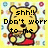 Pixelated Winnie the Pooh character in red shirt with text overlays and patterned background across three