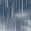 Animated sequence of falling rain with lightning strikes against a cloudy sky background, transitioning from dark to light blue tones.