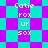 Pixelated text 'Catie rox ur sox' on cyan and purple checkered background with diamond pattern variation.