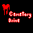 Red dripping hand icon above 'Cemetery Drive' text in pixelated style on black background, with blue and red color variations across frames.
