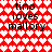 Red and white heart-patterned background with black text reading "tino loves mallory" in two identical sections.