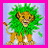 Pixelated lion with green mane stands against light purple background, blue to right displays text "ROAR Im A Lion!" on bright pink border