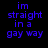 Blue pixelated text on black background reads "im straight in a gay way" in two identical vertical