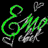 Green and white musical note icons with stylized text, hearts, and pixelated effects on black background.