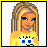 Pixel art contact sheet of 8 animated frames featuring a blonde character in Spongebob Squarepants-themed clothing and a central text panel, all rendered in low-resolution with yellow borders.