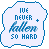 Two side-by-side pixelated speech bubbles with blue text and symbols on white backgrounds, each containing the phrase "I'VE NEVER FALLEN SO HARD" in a mix of blocky and cursive fonts.
