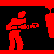 Red and black pixel art icon with three sequential martial arts poses above text reading "BEAT UP DUMB PEOPLE" in bold black letters on red background.