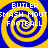 Four identical spiral patterns with blue and yellow colors, each containing text elements arranged in a