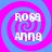 Four identical pixelated icons arranged in a , each featuring pink and blue spiral backgrounds with white text reading "ROSA ANNA"
