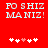 Red background with white pixelated text 'FO SHIZ MA NIZ!' and five heart symbols below, where the third heart is pink.