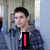 A four- of pixelated images showing a person in different poses with overlaid text: 'I', 'luv<3', and 'DAVID' in pink block letters