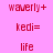 Pixelated red text on pink background with two distinct shades of pink in a