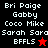 Pixelated text list with two distinct star symbols on black and red backgrounds, each listing names and 'BFFLS' with a star.