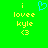 Green background with yellow pixelated text 'i lovee kyle <3' and a blue heart symbol above the left instance of the text.
