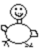 A pixelated cartoon bird with a round body, stick arms and legs, smiling face on white background next to green text "Birdy! Is! Awesome!" on bright pink.
