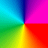 eight colored quadrants with a central red square, displaying gradient transitions between cyan, green, yellow, orange, red, magenta, and purple hues